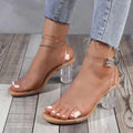 Damen transparente Sandalen mit Blockabsatz und elegantem Riemen