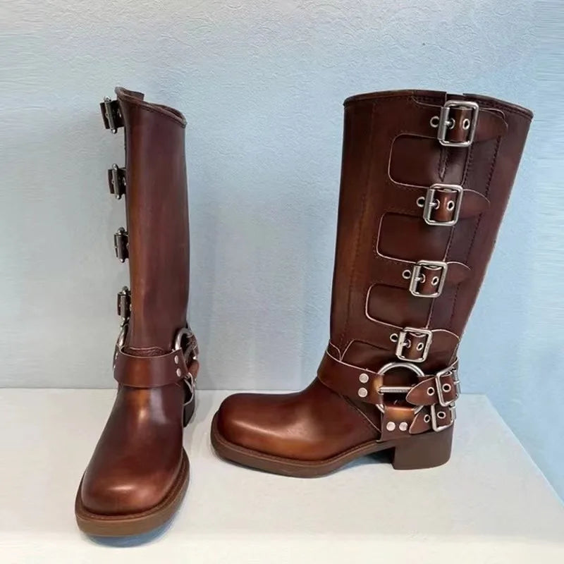 R&B | Ritterstiefel Retro Western Hohe Rohr Freizeitstiefel