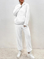 R&B | Weiche Teddyjacke Damen Loungewear Satz mit Kapuze