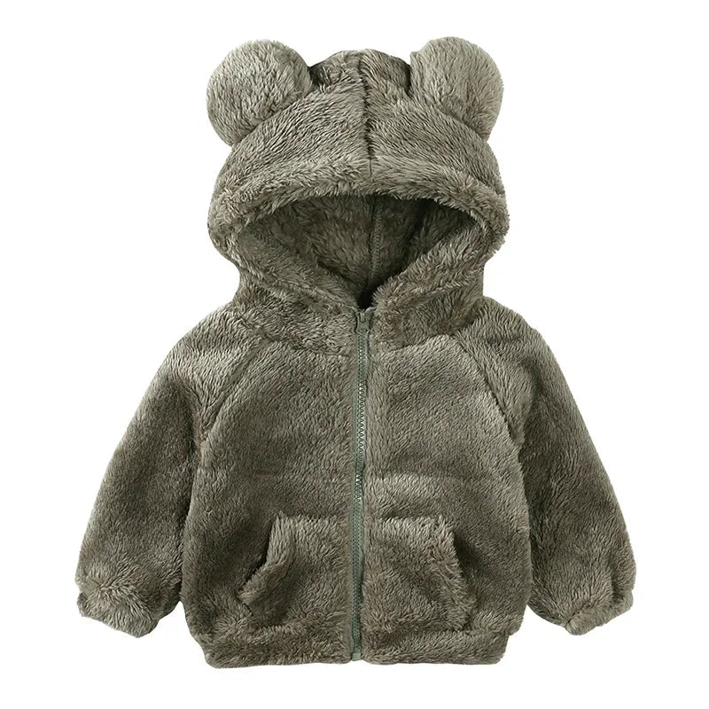 R&B Comfort Modische Bären-Kinderjacke aus dickem Samt