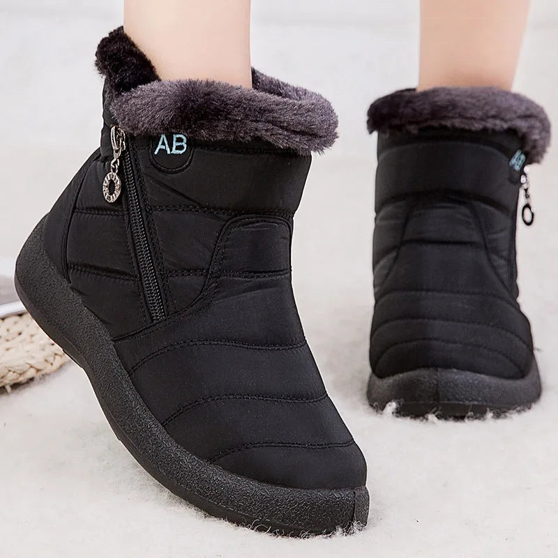 R&B | Schneestiefel – Knöchelhöhe – Wasserabweisend – Plüschfell-Futter – Seitlicher Reißverschluss