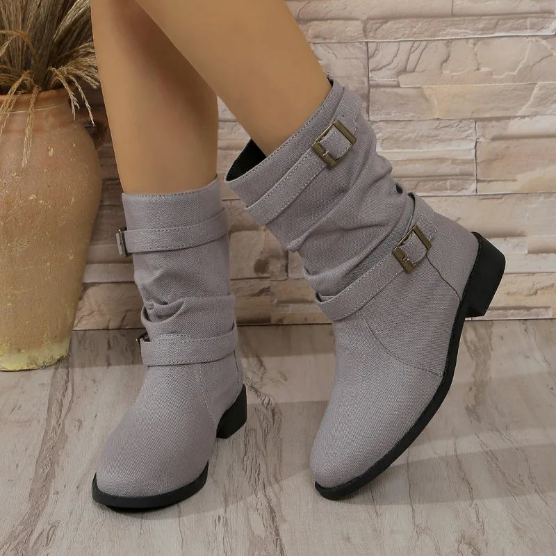 R&B | Denim Schnallen-Stiefeletten