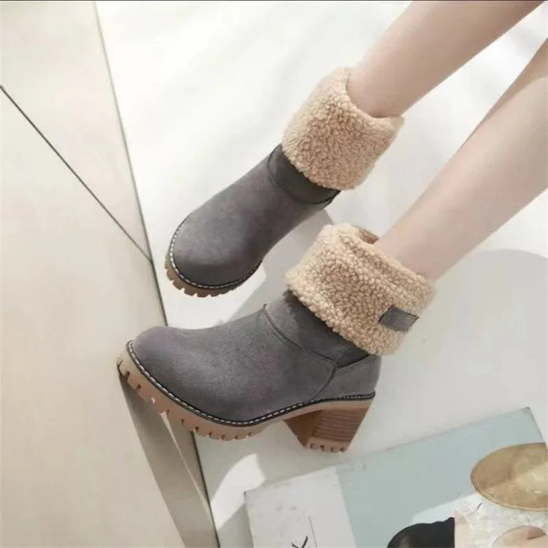 R&B | Herbst/Winter Legere Quadratische Absatz Runde Zehen Blockabsatz Stiefel