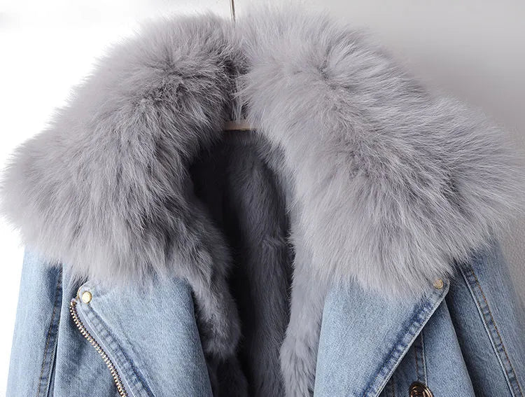 R&B | Denim und Kunstfell Eleganz Jacke