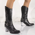 R&B | Stiefel - Leder - Mittelwaden - Spitzzehe - Metallischer Blockabsatz