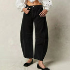 R&B | Damen Trendy Weite-Bein Hose Denim