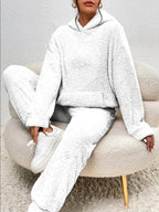 R&B | Weiche Teddyjacke Damen Loungewear Satz mit Kapuze