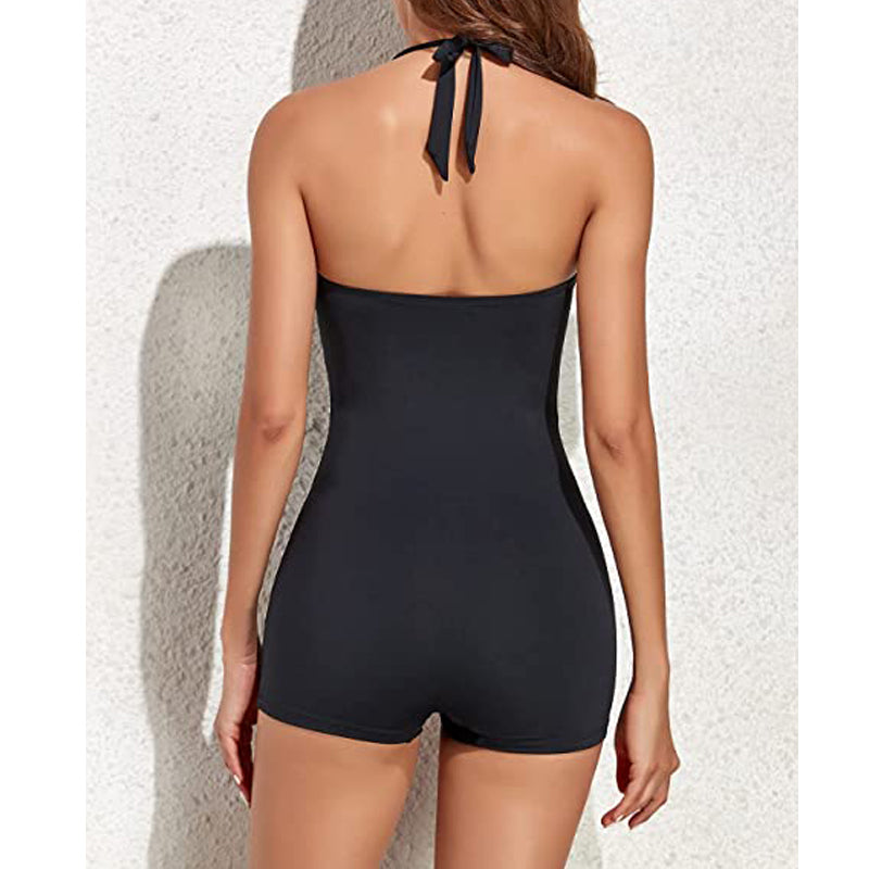 R&B | Damen Boyleg Badeanzug mit Halterneck & Figurformender Passform