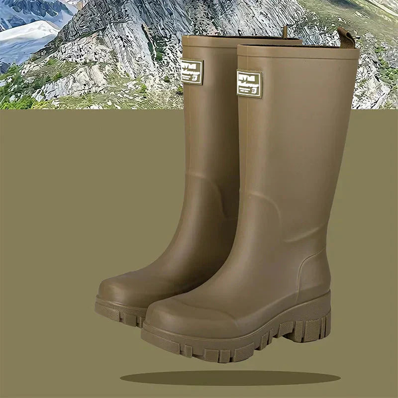 R&B | Damen Chelsea wasserdichte Stiefel mit Blockabsatz & gemusterter Sohle