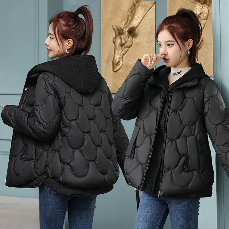 R&B | Lockere Gefütterte Damenjacke mit Kapuze