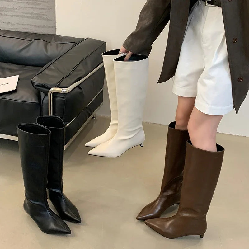 R&B | Knielange Dünne Absatzstiefel