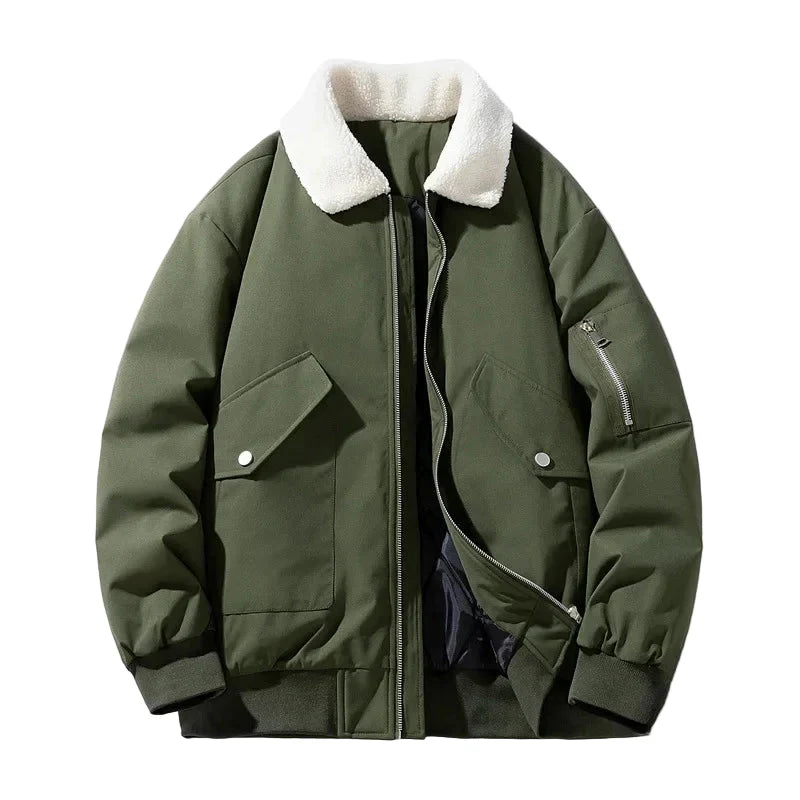 R&B | Winter Bomberjacke mit Modischem Lammfellkragen - Lässiger Stil für Kalte Tage