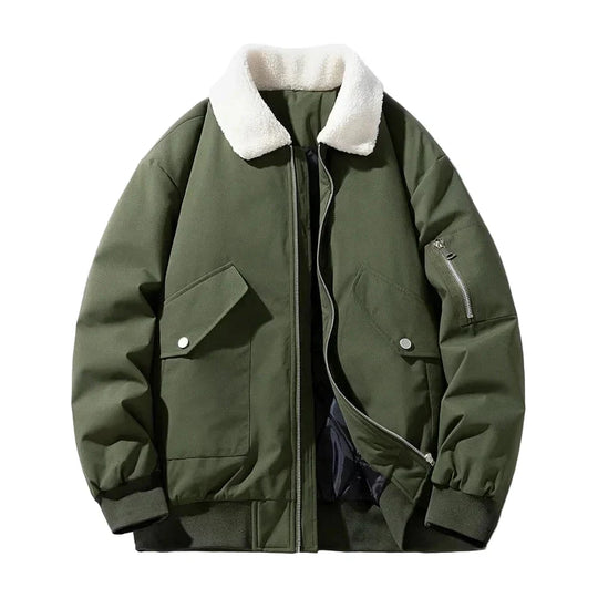 R&B | Winter Bomberjacke mit Modischem Lammfellkragen - Lässiger Stil für Kalte Tage