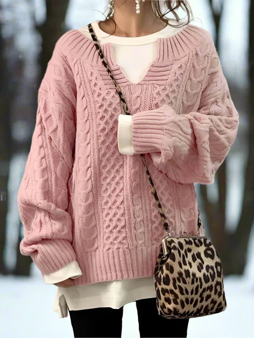 R&B | Wolle Kabelstrickpullover Übergröße Strickpullover