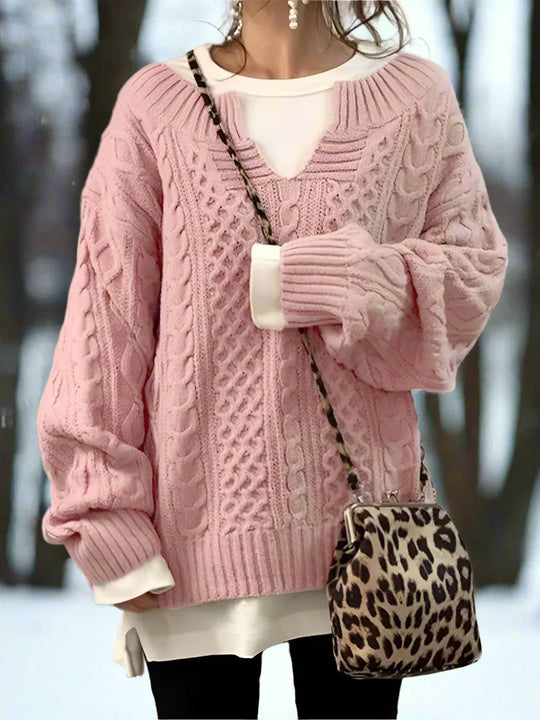 R&B | Wolle Kabelstrickpullover Übergröße Strickpullover