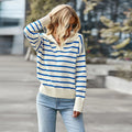 R&B | Gestreifter V-Ausschnitt Pullover
