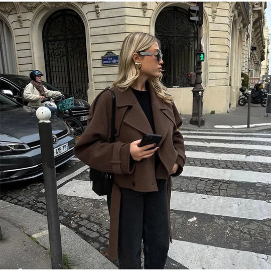 R&B | Wolliger Mid-Length/Kurzer Trenchcoat