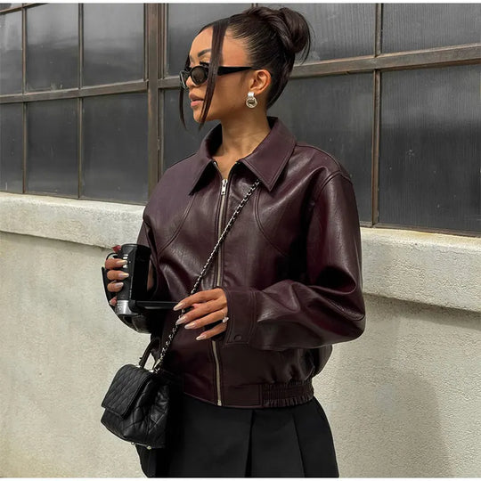 R&B | Eco-Leder Vintage Bomberjacke