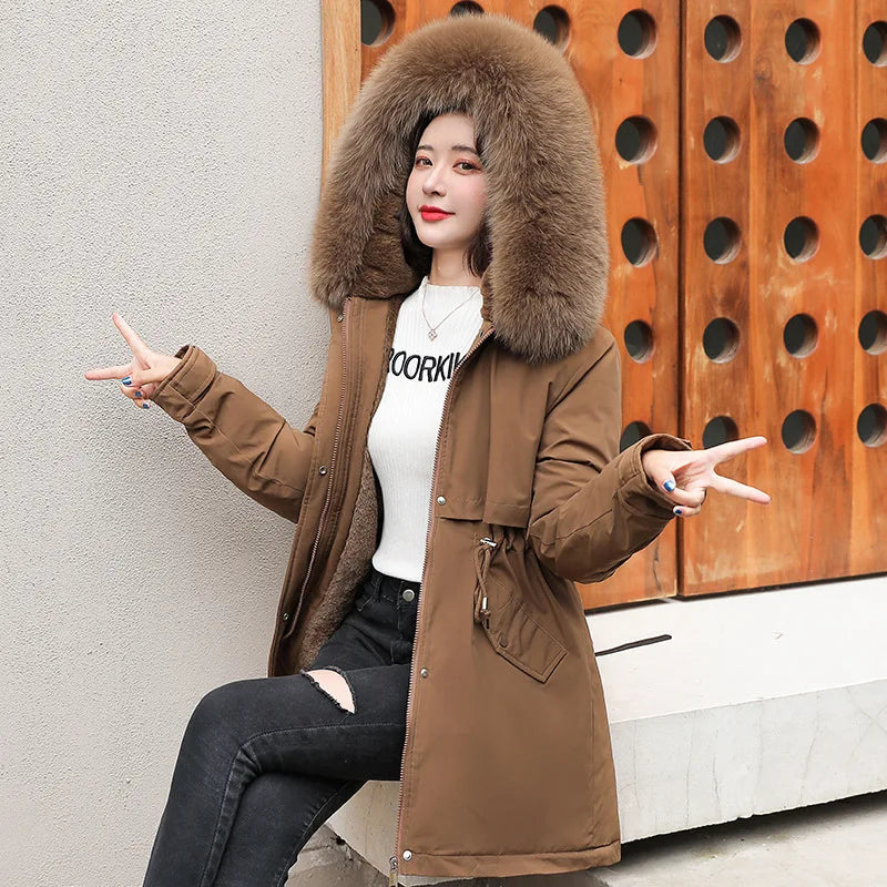 R&B | Winterjacke Gefüttert mit Abnehmbarem Kunstpelzkragen und Kapuze