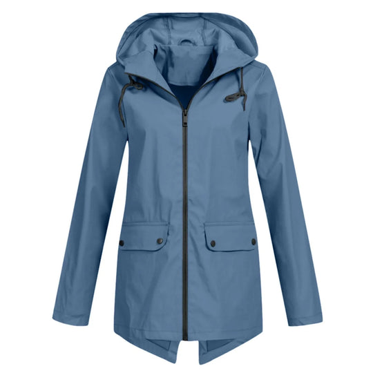 R&B | Lässige Wasserdichte Damenjacke mit Kapuze und Reißverschluss Ideal für Herbst Winter