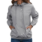 R&B | Damen Kapuze Wasserdichter Trenchcoat Langarm