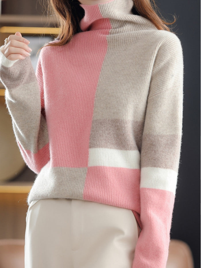 R&B | Gemusterter Rollkragenpullover