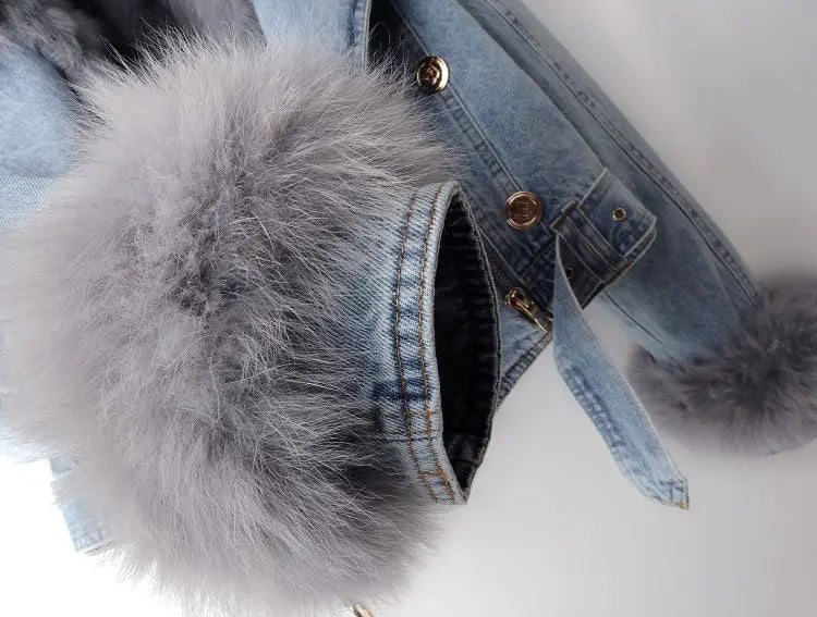 R&B | Denim und Kunstfell Eleganz Jacke