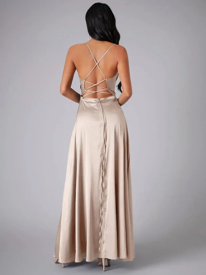 R&B | Seiden-Maxikleid mit Geflochtenem Rücken Kleid Dich für Formelle Anlässe Lucette