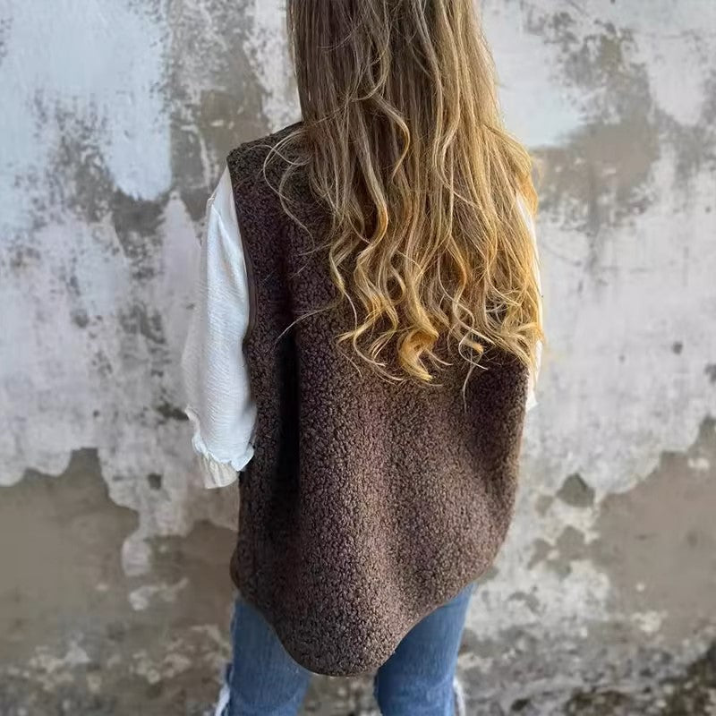 R&B | Damen Fleece Weste Mit Knöpfen Und Taschen | Perfekt Für Herbst & Winter