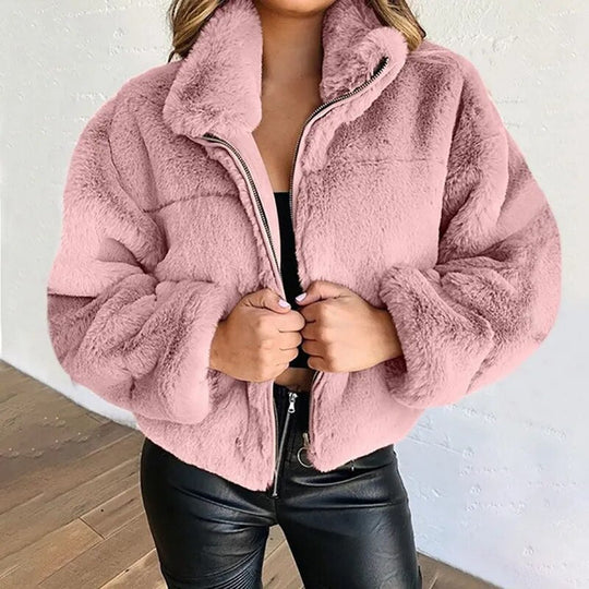 R&B | Faux-Fur-Jacke - Übergroßer Schnitt - Hoher Kragen - Volle Reißverschluss - Weich & Gemütlich