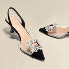 R&B | Frühling und Herbst Mode Sexy Bankett Bequem Kristall Transparent Einfarbig Spitze Frauen Hohe Schuhe