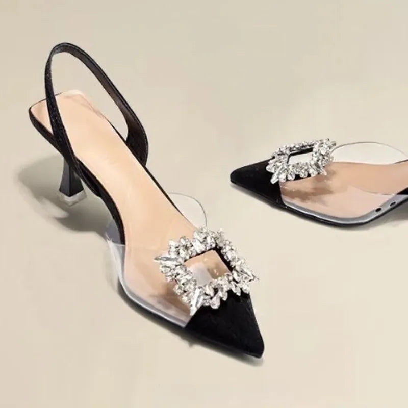 R&B | Frühling und Herbst Mode Sexy Bankett Bequem Kristall Transparent Einfarbig Spitze Frauen Hohe Schuhe