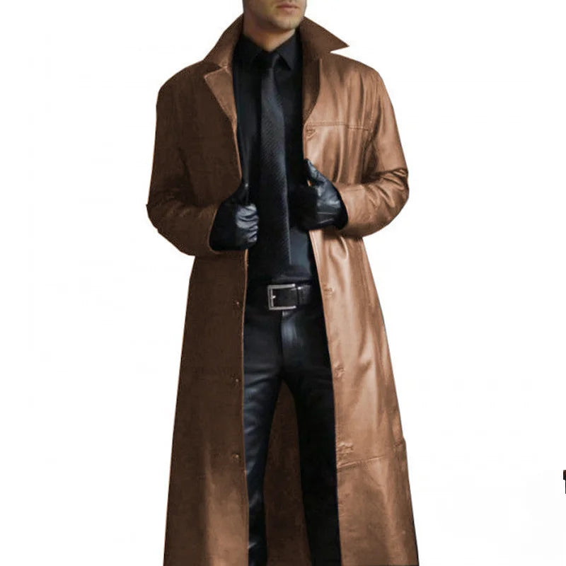 R&B | Lange Lederjacke für Herren mit Kragen