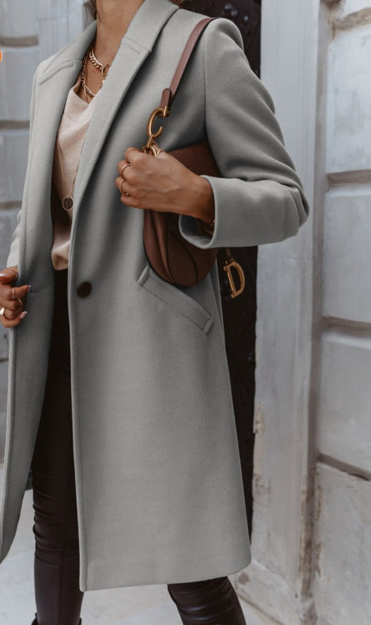 R&B | Wollmantel mit Revers und Knopf