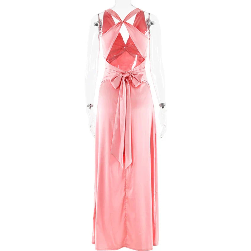 R&B | Schleife Rückenfrei Abend Maxi Kleid