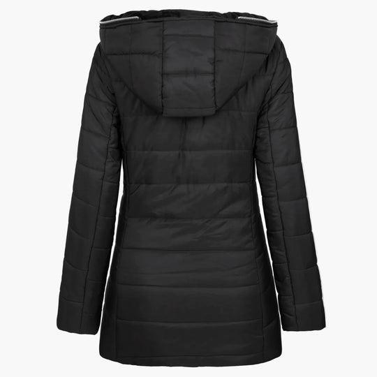 R&B | Winter Steppjacke mit Kapuze und Asymmetrischem Reißverschluss - Modische Outdoorjacke für Kalte Tage