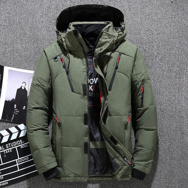 R&B | Herren-Winterjacke - Warme, Schlanke Daunenjacke mit Kapuze