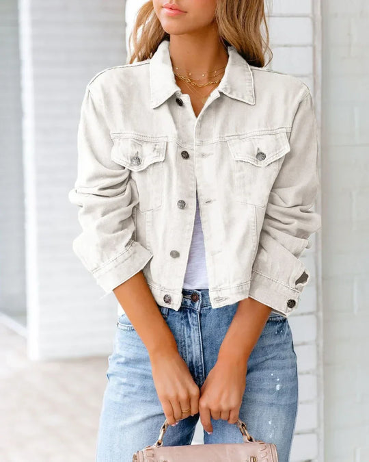 R&B | Kurze Taschenjacke Mode Streetwear Einfache Knopf Trend Frauen Denim Jacken Lange Ärmel Herbst Neu Denim Denim Jacken