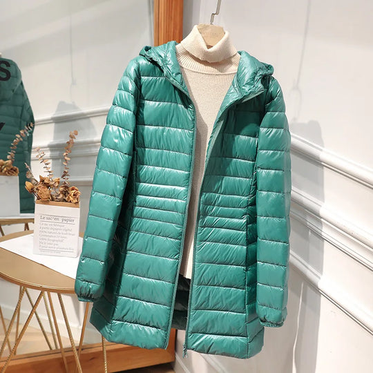 R&B - Lange Daunenjacke für Frauen mit Kapuze