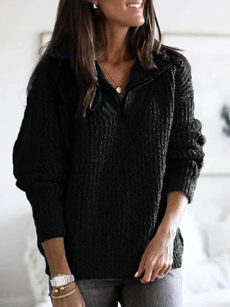 R&B | Halber Reißverschluss Strickwinterpullover