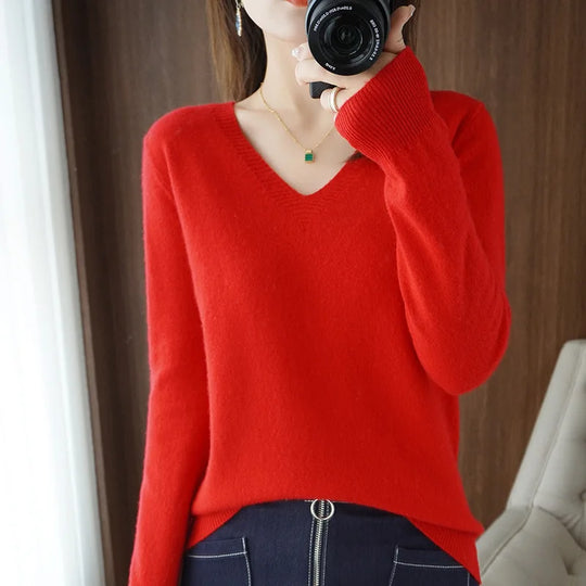R&B | Pullover - Bequemer V-Ausschnitt Pullover