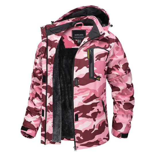 R&B | Dicke Kapuzen Camo Skijacke