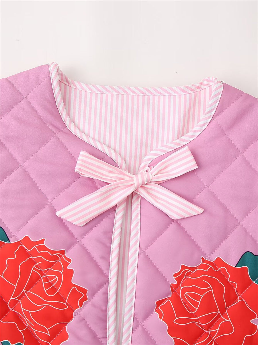 R&B | Mantel Rosa Damen mit Patchwork und Schleife