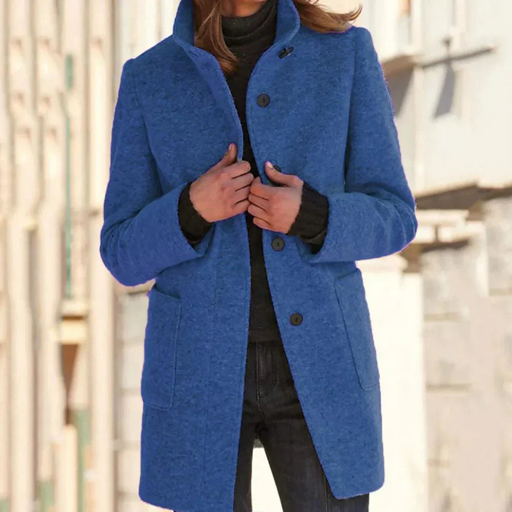R&B | Elegante Lange Jacke mit Hochgeschlossenem Kragen