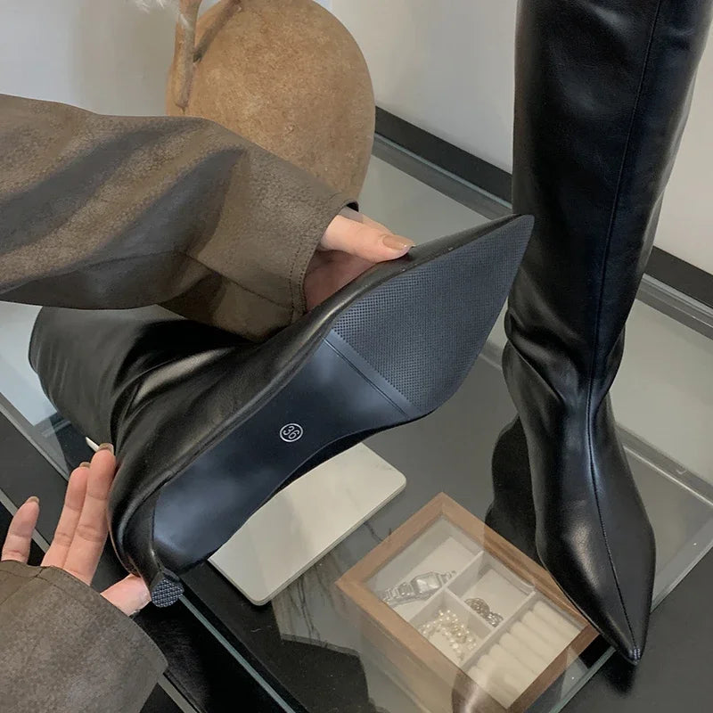 R&B | Knielange Dünne Absatzstiefel