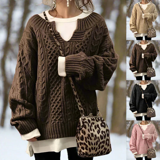 R&B | Wolle Kabelstrickpullover Übergröße Strickpullover