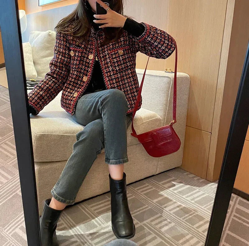 R&B | Elegante Kariertes Kurzjacke