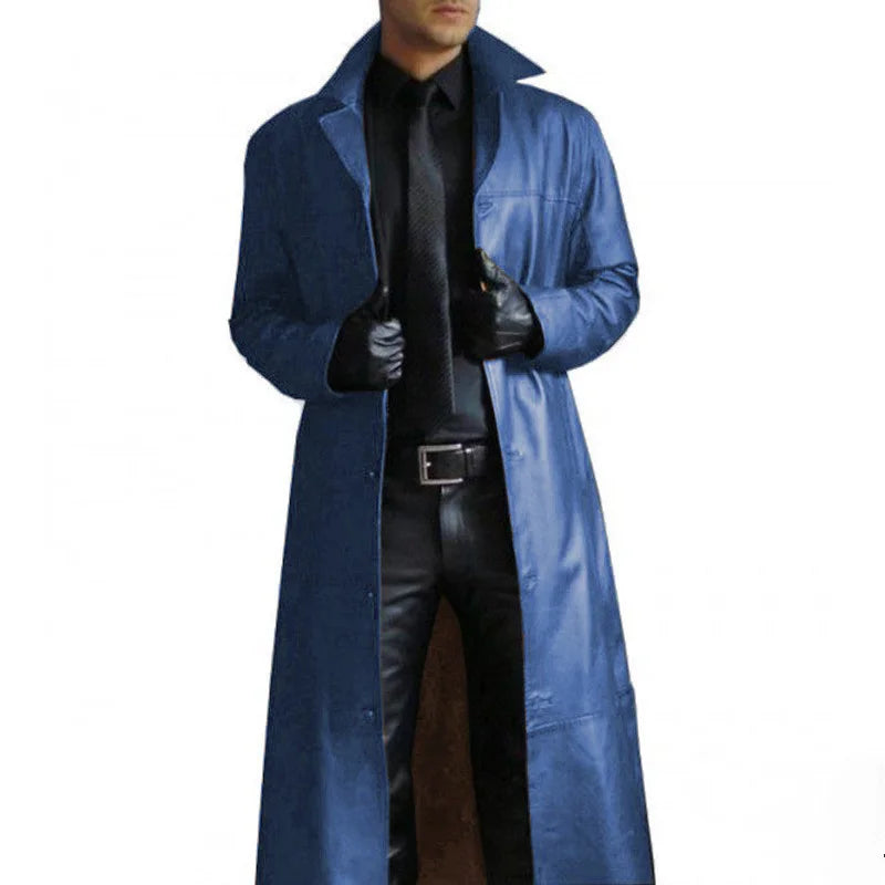 R&B | Lange Lederjacke für Herren mit Kragen