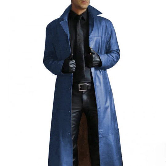 R&B | Lange Lederjacke für Herren mit Kragen