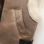 R&B | Klassische Lederweste mit Plüschfutter Polyester/leder Vintage, Warm